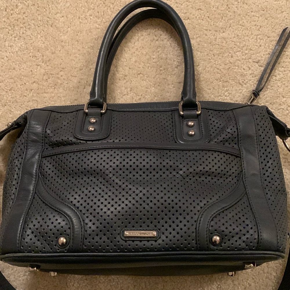 Rebecca Minkoff Preforated Blue Genuine Leather Satchel Bag